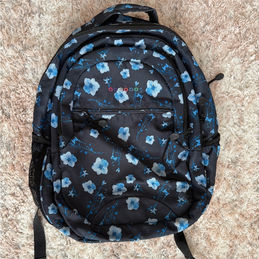 J WORLD blue and black flowers backpack